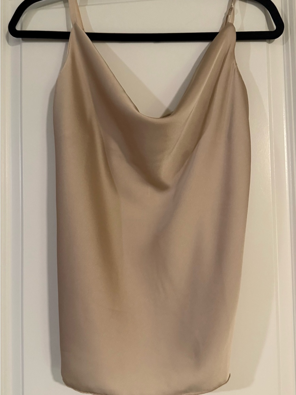 NWT Satin Like Cowl Neck Spaghetti Strap Camisole Nude / Light Tan Small